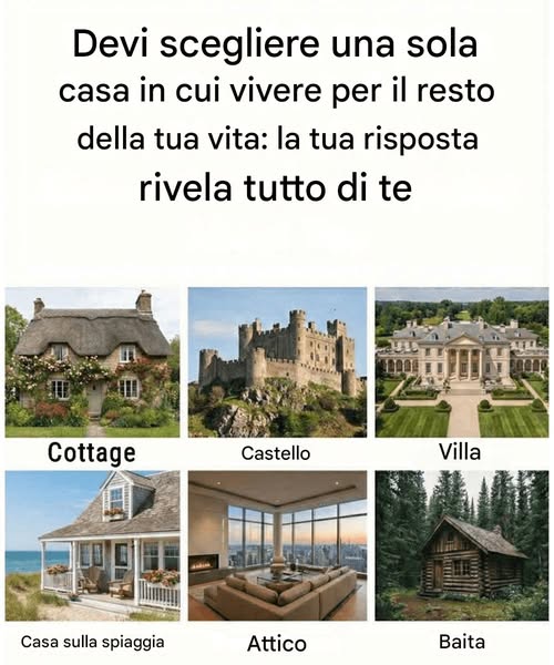 Devi scegliere una sola casa in cui vivere per il resto della tua vita: cosa rivela la tua scelta su di te😲Controlla il primo commento👇