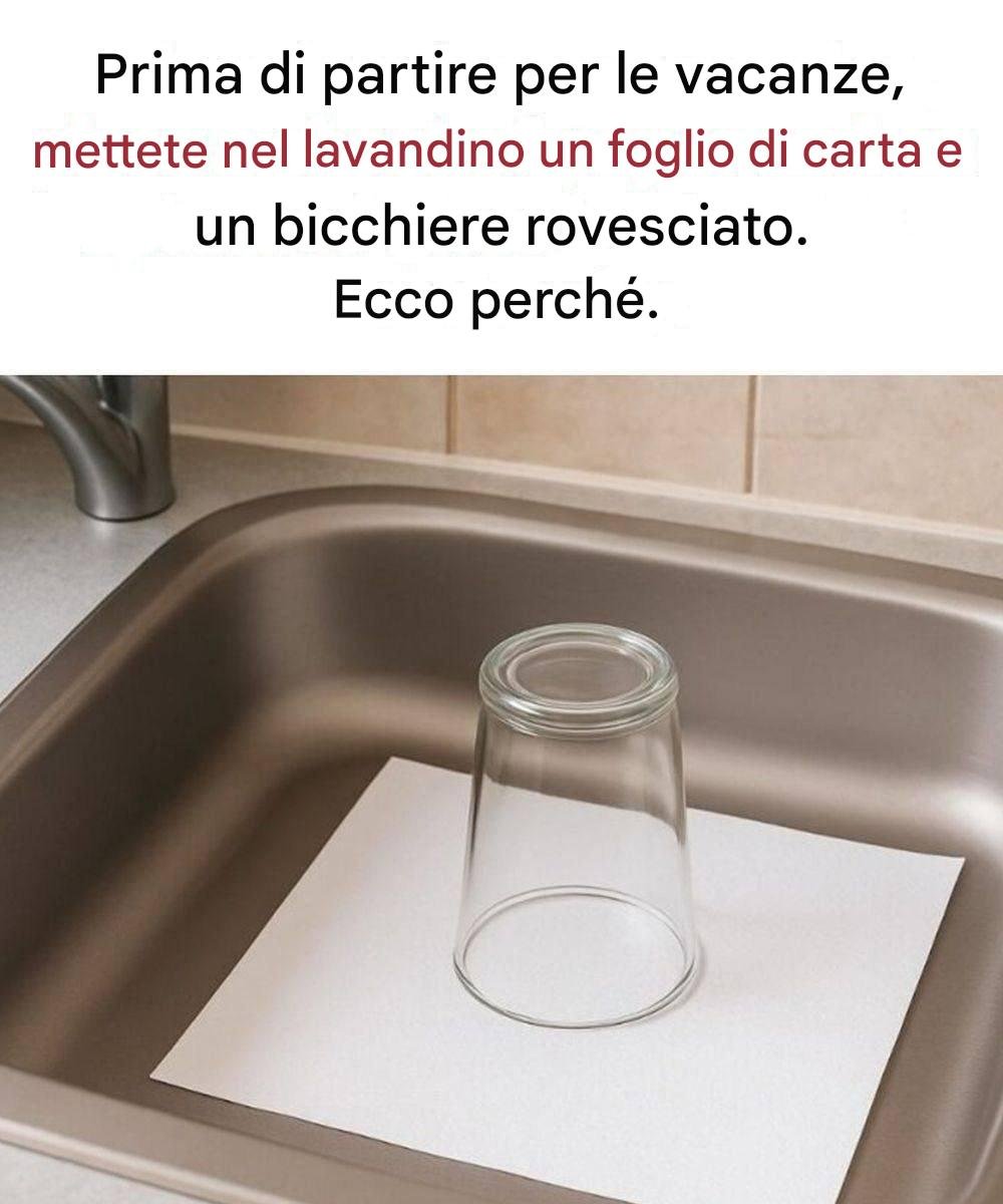 Ecco perché dovresti sempre lasciare un bicchiere capovolto e un pezzo di carta nel lavandino prima di andare in vacanza