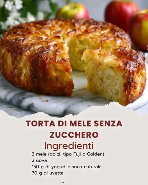 Torta di mele senza zucchero e senza olio