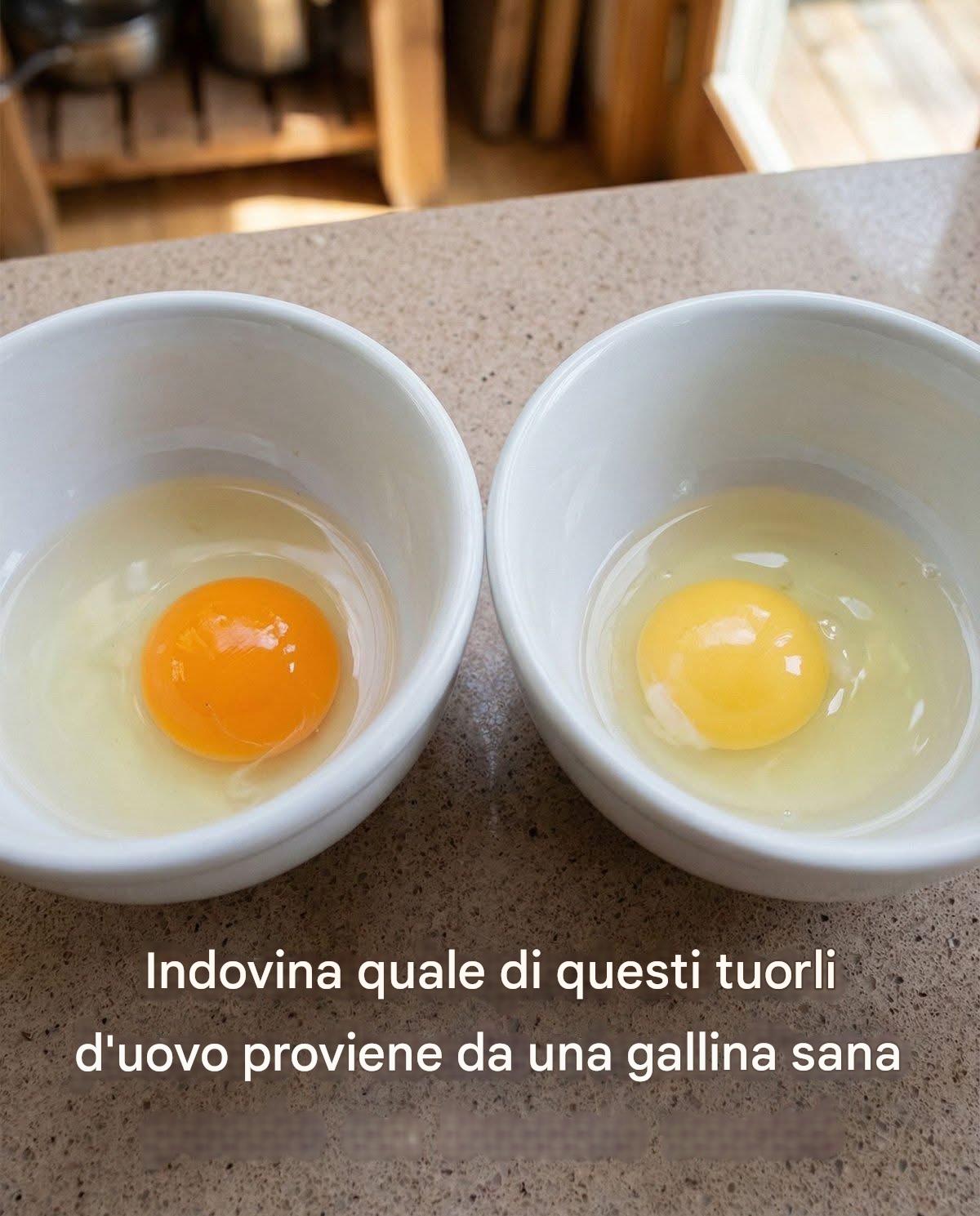 Indovina quale di questi tuorli d’uovo proviene da una gallina sana