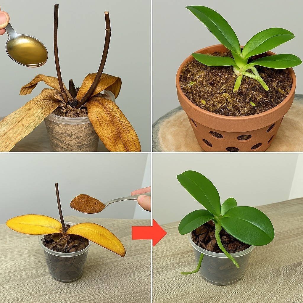 Spargi 1 cucchiaio sulle radici morte dell’orchidea! Risvegliata all’improvviso, fiorisce tutto l’anno.