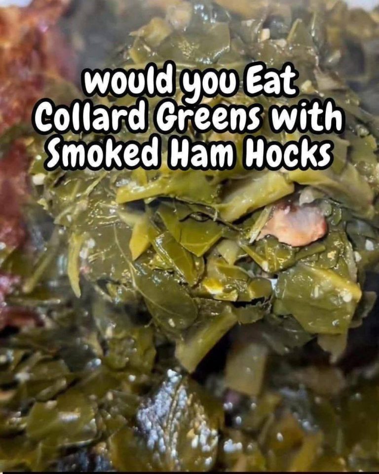 Collard Greens with Smoked Ham Hocks Ingredients * 2 pounds fresh collard greens, washed, trimmed, and chopped * 2 smoked ham hocks * 1 large onion, chopped * 4 cloves garlic, minced * 6 cups chicken broth or water * 1 teaspoon salt... Full Recipe in COMMENT