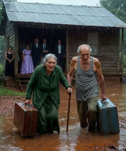 They forced their elderly parents out into the storm… never realizing that the old man they hum:ili:ate:d had been guarding a secret powerful enough to change everything.  On the night of April 22, the town of San Rafael looked like it was sinking under the rain.  Water pounded against rooftops. Gutters spilled over. The streets gleamed under the streetlights like shattered glass.  And through that storm, Carmen and Fernando Ruiz walked slowly down the sidewalk, drenched to the bone, dragging two battered suitcases that threatened to burst open with every step.  Carmen was shaking so badly she could barely hold the broken umbrella above them.  Fernando, seventy-five years old, walked beside her with hunched shoulders and clenched teeth, refusing to let his wife see him fall apart.  But the cold rain wasn’t the worst part of the night.  The worst part was still ringing in his ears.  The voice of his oldest son.  “Enough, Dad. The house is in my name now. You two can’t stay here anymore.”  Carmen squeezed her eyes shut as the words hit her again like a blow.  Only a few hours earlier, all four of their children had been standing together in the living room.  All four.  Not one of them looked ashamed.  Not one of them looked away.  The eldest spoke as if he were settling paperwork, not throwing his own parents into the street.  The second daughter stood with her arms folded, her expression irritated—as if Carmen and Fernando were nothing more than an inconvenience she had been forced to tolerate.  The third barely glanced up from his phone the entire time.  And the youngest…  The youngest hurt the most.  Because she cried.  But not to defend them.  She cried because she wanted them gone before the neighbors heard the argument.  Fernando had stood there for a long moment, staring at each of his children as if waiting for something to wake inside them.  Waiting for one of them to remember.  The nights he and Carmen skipped meals so the kids could eat.  The years he spent working endless hours in his workshop until the skin on his hands cracked open.  The dresses Carmen stitched late into the night until she fell asleep at the kitchen table.  The birthdays they scraped together.  The school uniforms they somehow managed to afford.  Every sacrifice that had built the life those children now took for granted.  But no one said anything.  Then the oldest son delivered the final blow.  “If you don’t sign and leave tonight, I’ll change the locks tomorrow and dump the rest of your stuff outside.”  That was the moment Carmen seemed to break inside.  Because that house had never been just a building.  It was the land they bought after selling their wedding rings.  It was the backyard where they buried their dog years ago.  It was the hallway where they marked each child’s height year after year.  It was every memory they had created with their own hands.  It was their entire life.  And still, their own children pushed them out.  Fernando stopped walking in the rain.  Slowly, he slipped his hand inside his soaked coat and touched the one thing he had protected for years.  A thick yellow envelope.  Old.  Wrinkled.  Silent.  But powerful enough to change everything.  Carmen looked at him, rain and tears streaming down her face.  “Fernando…” she whispered. “Tell me you still have it.”  He nodded.  For the first time that night, something changed in his eyes.  The pain was still there.  But now there was something else as well.  Something colder.  Something unbreakable.  “Yes,” he said quietly. “And after what they did tonight, none of them will ever see me as a helpless old man again.”  At that exact moment, headlights sliced through the rain.  A black sedan rolled down the street and stopped in front of them.  The back door opened slowly.  A tall man stepped out into the storm, his expression tense, his voice urgent.  “Mr. Fernando Ruiz,” he said. “We finally found you… but it looks like we’re too late.”  Carmen froze.  Fernando remained still.  Because suddenly the envelope beneath his coat no longer felt like old paper.  It felt like a verdict waiting to be delivered.  Who was the man stepping out of that car?  What had Fernando been hiding all these years inside that yellow envelope?  And why were his children about to regret this night for the rest of their lives?  What happened next would change everything. Full story in 1st comment 👇 Voir moins