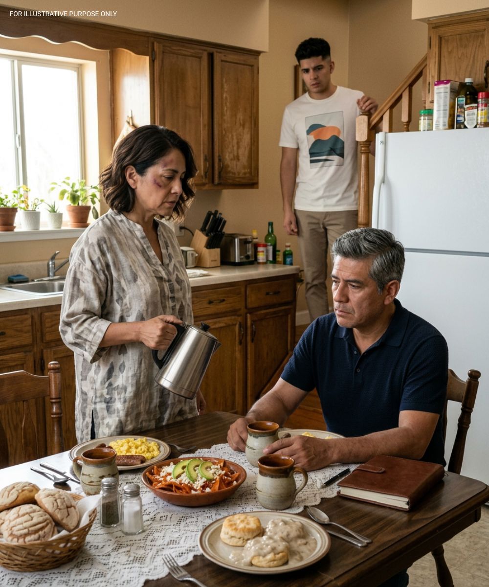 Il caldo soffocante di San Nicolás de los Garza rendeva le notti pesanti, ma niente in confronto alla tensione che si respirava in casa di Elena. A 54 anni, portava il peso di una famiglia distrutta da troppo tempo. Suo figlio Diego, ora ventitreenne, era diventato una presenza minacciosa sotto il suo stesso tetto.  Non era più il ragazzo affettuoso che un tempo giocava a calcio nelle strade polverose. Era diventato un giovane risentito, che aveva abbandonato l'università, non riusciva a tenersi un lavoro e incolpava l'assenza del padre per tutto ciò che andava storto nella sua vita.  Quel martedì sera, Elena tornò a casa esausta dopo un lungo turno alla biblioteca scolastica. Le doleva il corpo, ma il cuore le faceva ancora più male, vedendo il suo stipendio svanire mentre manteneva un figlio che non faceva altro che chiedere di più.  Appena mise piede in cucina, Diego apparve. Puzzava di birra a buon mercato e sigarette. Senza nemmeno salutarla, allungò la mano e le chiese dei soldi per continuare la serata.  Questa volta, Elena rifiutò.  "No." Era solo una parola, ma cambiò tutto.  Diego emise una risata fredda e beffarda. "No? E chi credi di essere adesso?" disse, avvicinandosi minacciosamente.  Le mani di Elena tremavano, ma non indietreggiò. Gli ricordò che era lei a pagare l'affitto della casa e che non gli avrebbe dato un altro centesimo per il suo vizio del bere.  La sua espressione si indurì. L'ultimo barlume di calore scomparve dai suoi occhi.  "Impara a stare al tuo posto", mormorò.  In una frazione di secondo, la sua mano la colpì in pieno volto.  Il suono echeggiò in cucina.  Elena non cadde, ma qualcosa dentro di lei si frantumò.  Per lunghi secondi, l'unico suono udibile fu il ronzio del frigorifero.  Diego non mostrò alcun rimorso. Si limitò a scrollare le spalle, si voltò e salì le scale, sbattendo la porta dietro di sé.  Lì, con la guancia in fiamme e il cuore a pezzi, Elena si rese conto di qualcosa che aveva evitato per troppo tempo:  La sua casa non era più un posto sicuro.  All'1:20 del mattino, prese il telefono e compose l'unico numero che non chiamava da otto anni.  Roberto, il suo ex marito.  "Mi ha picchiata", sussurrò.  Il silenzio calò dall'altra parte.  Poi la voce di Roberto tornò, ferma e decisa:  "Sto arrivando."  Elena non dormì quella notte.  Alle 4:00 del mattino, iniziò a cucinare.  Preparò chilaquiles, fagioli, uova con chorizo ​​e caffè tradizionale. Tirò fuori i piatti di porcellana che erano rimasti riposti per anni e stese la tovaglia ricamata riservata alle occasioni speciali.  Non era una festa.  Era una decisione.  Alle 5:45, Roberto entrò in casa con una cartella in mano. Vide la tavola apparecchiata alla perfezione, vide il viso gonfio di Elena e capì immediatamente.  "Tutto questo finisce oggi", disse Elena a bassa voce.  Roberto annuì.  In quello stesso istante, le scale scricchiolarono.  Diego stava scendendo, ancora arrogante, ancora ignaro di ciò che stava per accadere.  Entrò in cucina, sbadigliando, con la camicia stropicciata e lo stesso atteggiamento di sfida della sera prima. Vedendo la tavola, sorrise beffardo, supponendo che sua madre avesse ceduto di nuovo.  "Beh, a quanto pare hai finalmente capito", disse, prendendo una tortilla con noncuranza.  Ma Elena non reagì.  Versò con calma una tazza di caffè davanti alla sedia occupata.  Fu allora che Diego alzò lo sguardo...  e tutto cambiò.  Seduto al tavolo c'era Roberto.  Che lo osservava.  In silenzio.  Freddamente.  «Che ci fa qui?» chiese Diego, con voce improvvisamente tagliente, rendendosi conto che la situazione gli stava sfuggendo di mano.  «Siediti», disse Roberto. Non era una voce forte, ma trasmetteva un'autorità innegabile.  «Ti ho chiesto che ci fa in casa mia!»  «E ti ho detto di sederti.»  Diego guardò sua madre, aspettandosi il suo solito intervento. Ma la donna che gli stava di fronte non era più la stessa.  «Siediti, Diego», disse Elena, con voce ferma, decisa e definitiva.  E per la prima volta…  Capì che qualcosa era cambiato.  👇 La seconda parte continua nei commenti